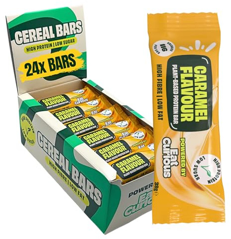 Eat Curious Vegan Protein Bars Caramel 24 x 38g | High Fibre Snack | High Protein, Low Sugar, High Fibre, Plant-Based, Caramel Flavour, Vegan Snack