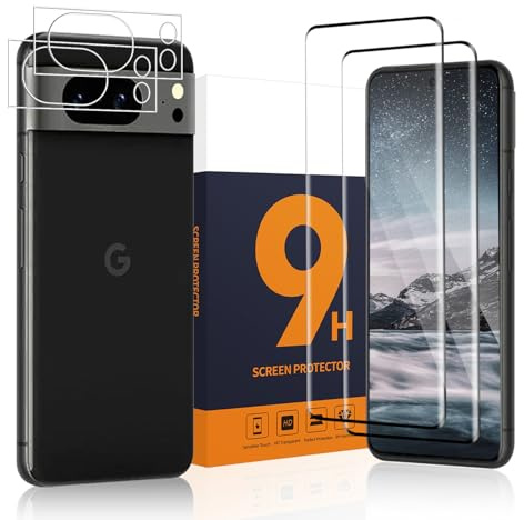 Carantee 2+2 Stück Schutzfolie für Panzerglas für Google Pixel 8 Pro 5G, mit Kameraschutz, 9H Härte Schutzglas, 3D Runde Kanten, Keine Blasen, Ultrabeständig, Hoch Definition Pixel 8 Pro Displayschutz