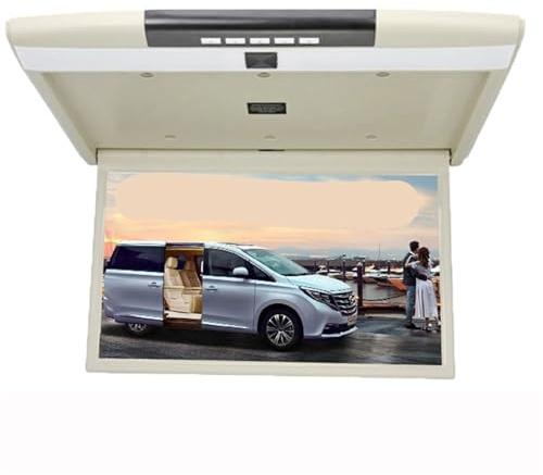 Monitor de Coche con Pantalla LCD HD de 17,3 Pulgadas, Reproductor de vídeo MP5 Multimedia, Soporte for Techo de TV, Enlace de Espejo(Beige)