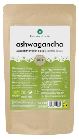 Gemüseplanet | Ashwagandha Pulver ECO 500 g – Natürliches Adaptogen zur Reduzierung von Stress, Verbesserung des Schlafes und zur Förderung des allgemeinen Wohlbefindens