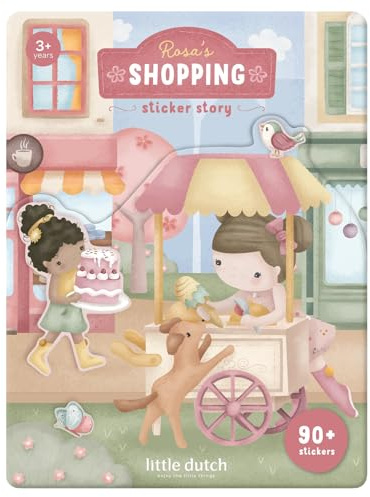 Little Dutch Sticker Story Rosa's Shopping über 90+ verschiedene Sticker Aufkleber und 2 Szenerien für Kinder Mädchen - Rosa & Friends