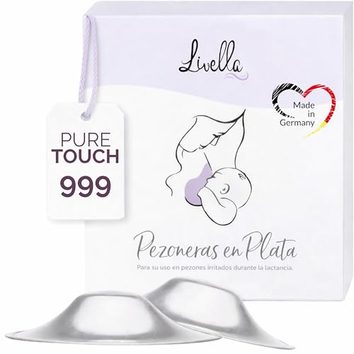 Livella | Coppette in Argento 999 per Allattamento - Taglia unica - Made in Germany - Per capezzoli sensibili - Mantiene l'ambiente umido - Paracapezzoli per maternità e post-parto
