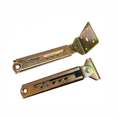 2 Pcs Gear Lifting Bracket, Adjustable Telescope Hinge Metal Pull Rod Hinge Lifting Hardware for Massage Couch Desk Bed, 5 Gear with 1-End Square