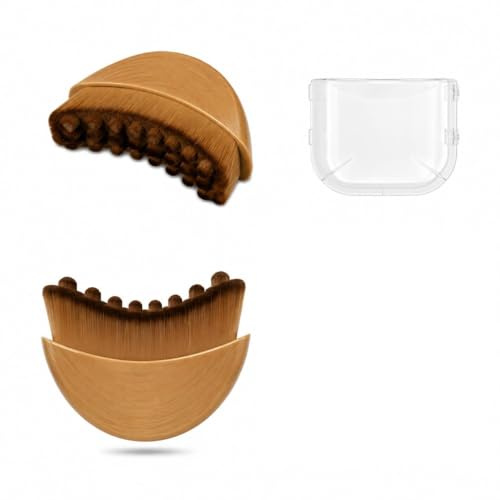 INF Lymphatische Massage-Gesichtsbürste mit Abdeckung - Sichelförmige Kontur für Kieferlinie, weiche Nylonborsten, ergonomisches Design