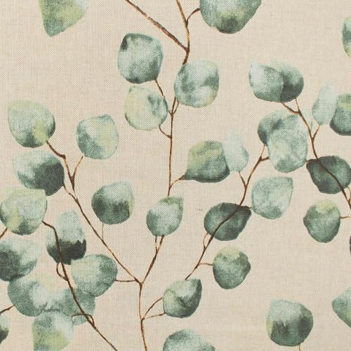 Dekostoff Eukalyptusranken | Meterware ab 100cm x 140cm (natur) | Leinenoptik