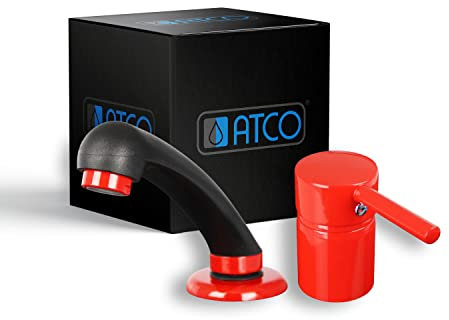 ATCO Friseurarmatur NINO HD rot Friseur Armatur Waschtischarmatur Wasserhahn Waschbecken Brause Handbrause Waschtisch Rückwärtswaschbecken