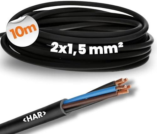 Lapp 10m Gummileitung H05RR-F 2x1,5 mm² - Flexibles Gummikabel Schwarz | Robuste Schlauchleitung ohne Schutzleiter für Elektrogeräte und Werkstatt, UV-beständig, 1.5mm² Anschlussleitung Innen