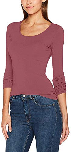 ONLY Damen Langarmshirt Onllive Love New LS O - Neck TOP NOOS 15140196, Einfarbig, Gr. 34 (Herstellergröße: XS), Rosa (Withered Rose)