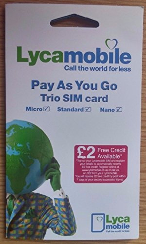 Lycamobile 4G 3G International Pay As you Go Sim Card (Micro, Nano, Standard) - Interchangeable Tariff Calls Texts Internet Data for iPhone, iPad Tablet Galaxy Mobile Phones by Fone-Stuff