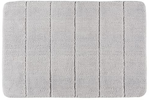 WENKO Badteppich Steps Light Grey, 60 x 90 cm - Badematte, rutschhemmend, außergewöhnlich weiche und dichte Qualität, Polyester, 60 x 90 cm, Hellgrau, hell grau