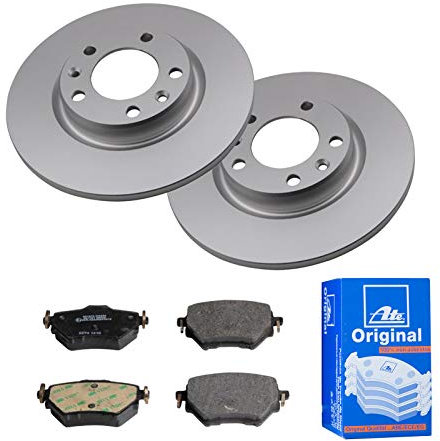 ATE Bremsen-Set 2 Bremsscheiben + Bremsbeläge Bremsensatz Einbau Hinten Bremsscheiben-Set Scheibenbremsen IJF141HBN8 passend für Citroen C4 Picasso