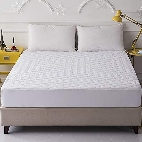Waterproof Double Bed Quilted Mattress Protector (137 x 190cm) - Breathable, Non-Noisy, Machine Washable, Anti-Mold, Anti-Mite, Anti-Allergy - 30cm Fitted Elastic Skirt