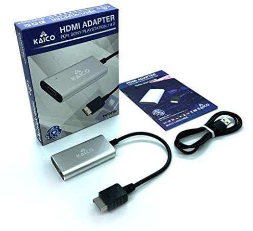 Kaico PS1/PS2 HDMI Adapter Compatible with All Sony Playstation 2 Models- Built in Switch to Swap Between RGB or Component- PS1 & PS2 to HDMI Converter for Any HDTV