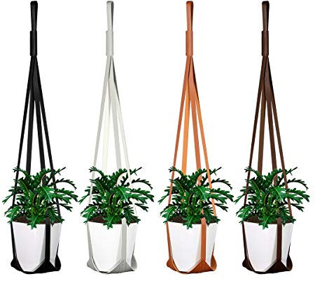 ikasus Cintre en cuir pour plantes,panier de support de pot de fleur suspendu,Suspension Corde Plante Macramé Porte Pot Suspendu Plante Cintre Intérieur Extérieur Décoration du Jardin