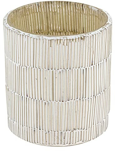 Karma Gifts, Votivkerze aus Quecksilberglas, mittelgroß, rustikal, Weiß