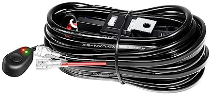 RIGIDON Cablaggio barra led, 1 Piombo 300W Set Cablaggio Fendinebbia con Interruttore 24V 40A Kit Cavi Auto On-off Interruttore per Barra LED Fuoristrada ATV Camion SUV e Moto