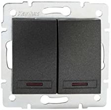 Interrupteur Encastrable Double avec Voyant Lumineux LED DOMO Graphite