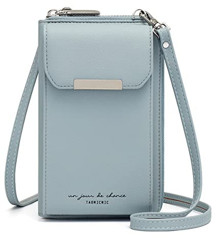 REETEE Sac Téléphone Portable Femmes Portefeuille en Cuir Petit Sac Bandoulière Femme Pochette Telephone Portable, Sac à Main Porte Feuille avec Porte Carte et Bandoulière Amovible(Bleu)