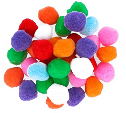Pompons aus Polypropylen, gemischte Farben, 50 mm.