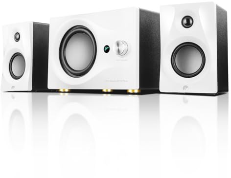 HiVi-Swans M10 Plus 2.1 Bluetooth 5.0 DSP Active Bookshelf Speakers, 5 Subwoofer and dual Satellites Audio Technica Speakers, with Remote Control