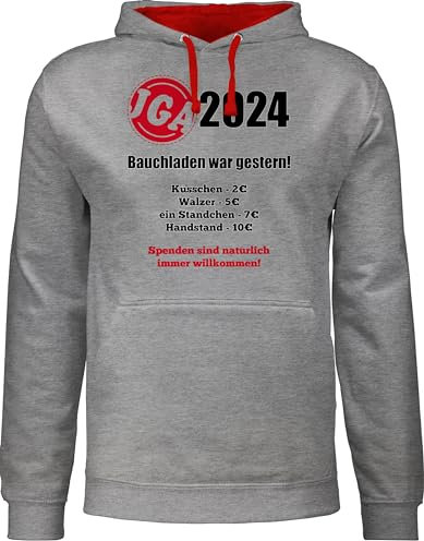 Pullover Herren Frauen Hoodie Kontrast zweifarbig - JGA Junggesellenabschied Männer - Aufgaben der Braut - Bezahlen - Bauchladen war gestern - M - Grau meliert/Rot - jungegesellenabschied polterer