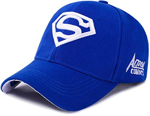 LAIFEKE Baseball Cap Superman Snapback Hat Stickerei Baseball Cap für Männer Frauen (Blau Weiss)