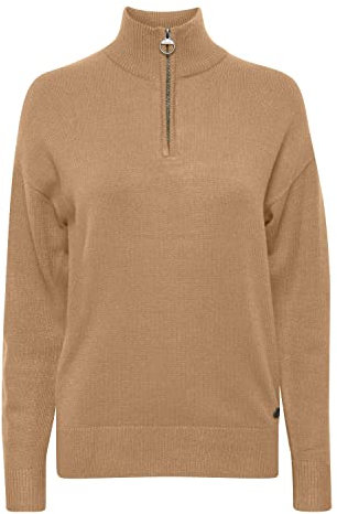 OXMO OXRita Damen Strickpullover Troyer Grobstrick Pullover Troyer Kragen, Größe:XXL, Farbe:Tannin Melange (1713201)