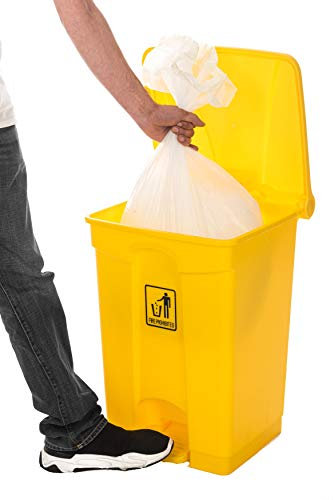 Curvaso Premium 45L Yellow Pedal Bin | Hands-Free Step On Waste Bin for Kitchen, Home & Office | Large Recycling Trash Can Indoor/Outdoor Use