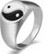 Whoiy Yin Yang Ring, Herren Siegelring Kleiner Finger 15mm Edelstahl Siegelring Silber Ringgröße 67 (21.3) Gravierbar