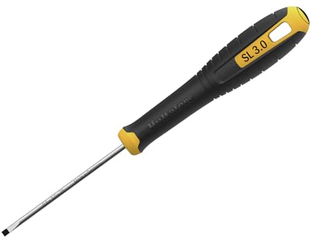 Hultafors Slotted Screwdriver 3.0 x 75mm, Made for Professional use, Developed Together with Craftsmen. Has a Hole in The Middle for Hanging and securing.