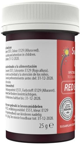 Sugarflair Spectral Red Blossom Food Colouring Paste, Highly Concentrated for Use with Sugar Pastes, Buttercream, Royal Icing or Cake Mix, Vibrant Colour Dye - 25g (Pack of 5)