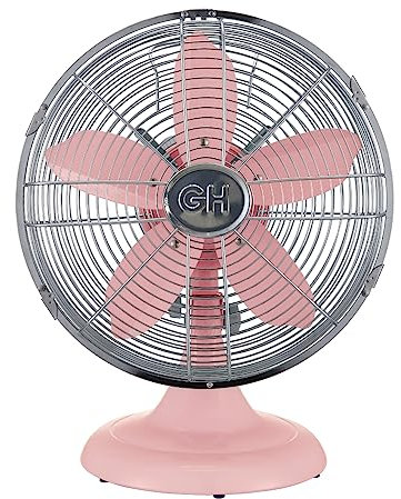 Good Housekeeping 92606 12 Retro Table Fan in Pink finish