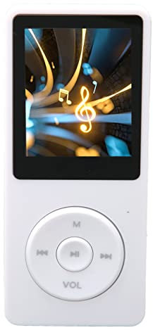 MP3 MP4 Player, Lossless HiFi Slim Music Audio Player with FM Radio, Ebook, Play Music Up to 30 Hours, Support Up to 64GB TF Card for Sports, Running (White)