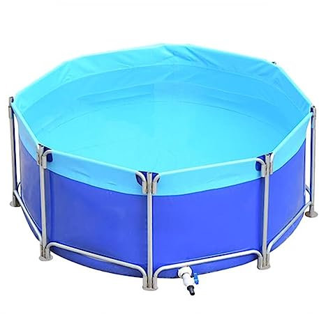 Pool Über Dem Boden, Runde Leinwand Fisch Teich Pool Mit Metall Halterung Verdickungspool Groß Faltbare Plane für Den Außenbereich für Store Up Water Bewässerung ( Farbe : Blau , Größe : 2X0.7M/2000L