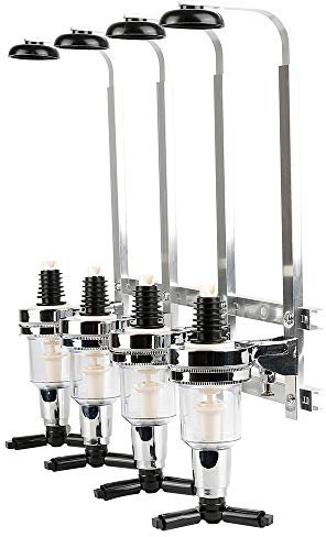 RELOVE Porte-Bouteille Mural, Distributeur Bouteilles Doseur, Aluminium 4 Bouteilles Bar Butler Distributeur Mural Porteur de Boissons Bouteilles Distributeur de Boissons Alcool pour Party Bar