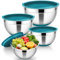 HaWare Rührschüssel 4er Set, Edelstahl Schüssel Salatschüssel mit Luftdichtem Deckel und Silikonboden, Ideal zum Kochen Backen Aufbewahrung, Stapelbar & Spülmaschinenfest, 4,6L/2,8L/1,5L/0,7L - Blau