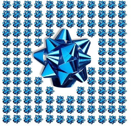 Relaxdays Geschenkschleifen, 200er Set, selbstklebend, Dekoschleifen für Weihnachten & Geburtstag, BxT: 5x5 cm, blau