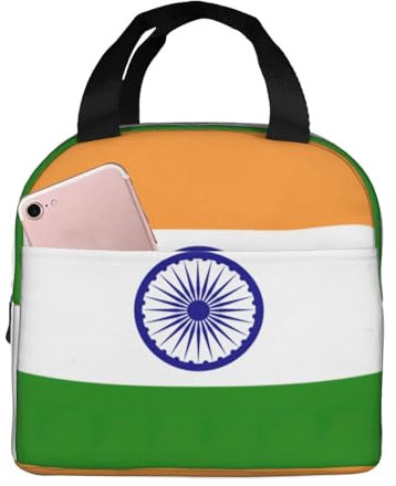 Isolierte Lunchtasche mit indischer Flagge, wiederverwendbare Lunchbox, Kühltasche für Damen, Picknick, Büro, Arbeit