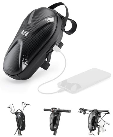 ROCKBROS E Scooter Tasche Rollertasche PU Wasserabweisend 1,3L USB Lenkertasche Vordertasche Zubehör Universal Design für E Scooters, Self-Balancing Scooters, Falträder, Mountainbikes, Rennräder