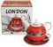 Iconic London Themed Tea Set for One, Teapot Tea Cup and Saucer Serving Set - 3 Piece Collection