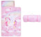 Einhorn Schlafsack Kinder mit Kopfkissen Reißverschluss, Faltbare Kinderschlafsack mit Kissen Abnehmbar für Mädchen Jungen, Leicht Reinigen Schlafsack für Outdoor Indoor Camping, 150×60cm