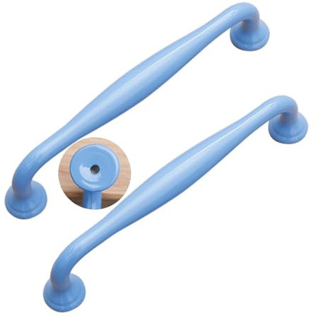JMCXSM592 2 Stück Türklinken Bunte Kinderzimmer-Pulls Schrankgriff Möbelgriffe Aluminiumlegierung,Profilgriff Kleiderschrankgriffe Schubladen Knöpfe Möbel Hardware (Lochabstand 128mm,Blau)