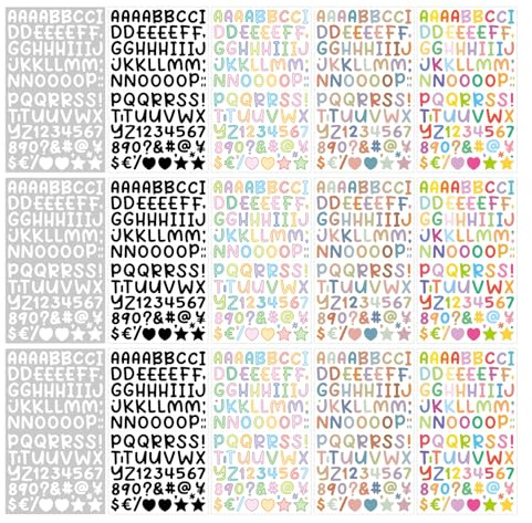 FUZVOL 1350 Pcs/15 Sheets Letter Stickers - 0.5 Inch Vinyl Alphabet Number Stickers - Colorful Self Adhesive Letters Numbers Kit for Scrapbooking, DIY, Craft, Sign and Decoration