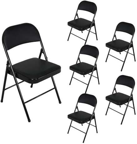 HTI living Klappstuhl Kunstleder Gestell Schwarz 6er-Set Küchenstuhl Campingstuhl Bestuhlung Events Schwarz