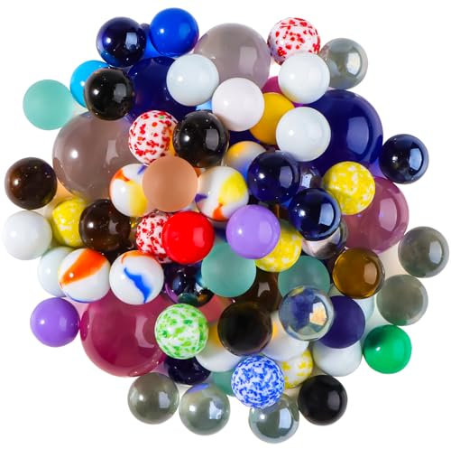 ZIGefofo 86 Stück Glas Murmeln Bunt Glasmurmeln Verschiedene Größen Murmel Spiele Kinder Marbles Deko Murmeln Bunte für Pflanzendekoration Murmelspiele Deko Spielzeug 16 mm 25 mm 30 mm