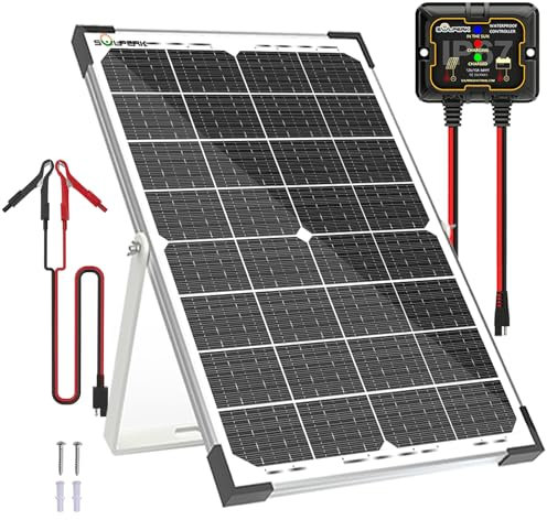 SOLPERK 30W Solar Battery Charger Solar Battery Maintainer + Upgrade 10A MPPT Charge Controller + Adjustable Mount Bracket for Car RV Boat Motorcycle,12V Waterproof Solar Panel Kit Trickle Charging