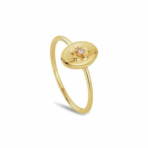 Clogau Nature's Wonder 9ct Solid Gold Forget-Me-Not Ring with Diamond N