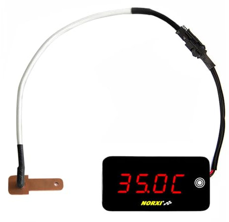 Medidor Multifuncional Universal para Motocicletas (Temperatura Radiador+Voltímetro+Cronómetro) Temperatura del Radiador Fahrenheit/Celsius, Multimetro de Reloj de Volt Digital Motocicletas, Rojo