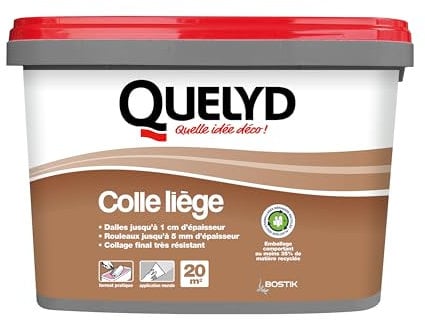 Quelyd Colle Liège Murale Pâte - Dalles et Rouleaux - Intérieur - Pièces Non-Humides - Application Murale Directe - Pot de 5 kg