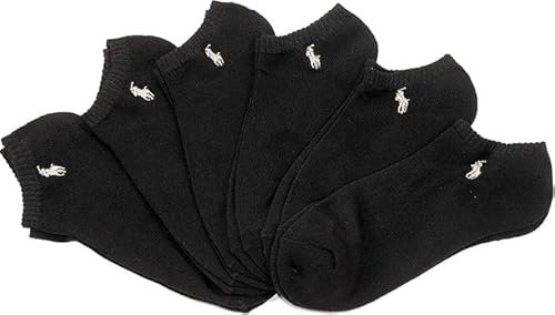 POLO RALPH LAUREN Damen-Socken mit Pony-Logo, niedrig geschnitten, Schwarz, Größe 43-45 (passend für Schuhgröße 37-45), Schwarz, 42-44.5 EU